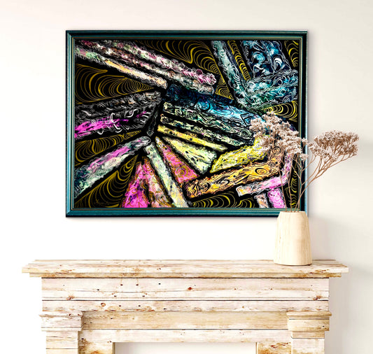 Original Acrylic Painting – Chaos and Harmony Neon Dreams, Canvas 80x60
