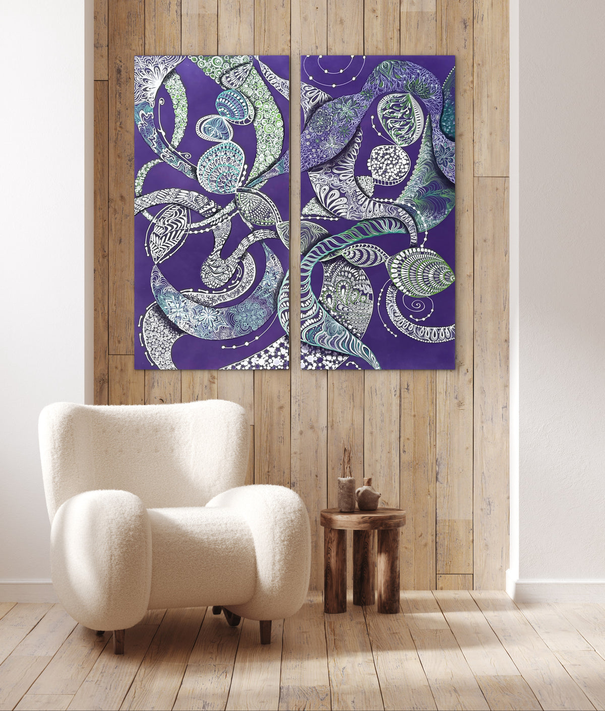 Original Acrylic Painting – A Dance with Time, Diptych 100x50 cm x2