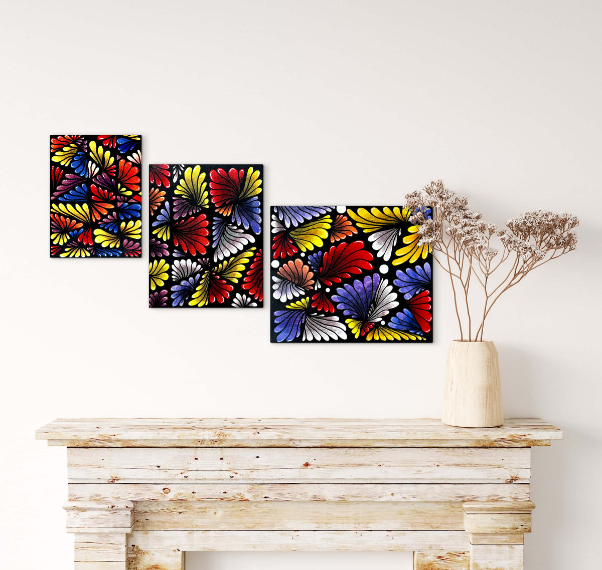 The Hidden Garden – Set of 3 Original Acrylic Paintings on Canvas