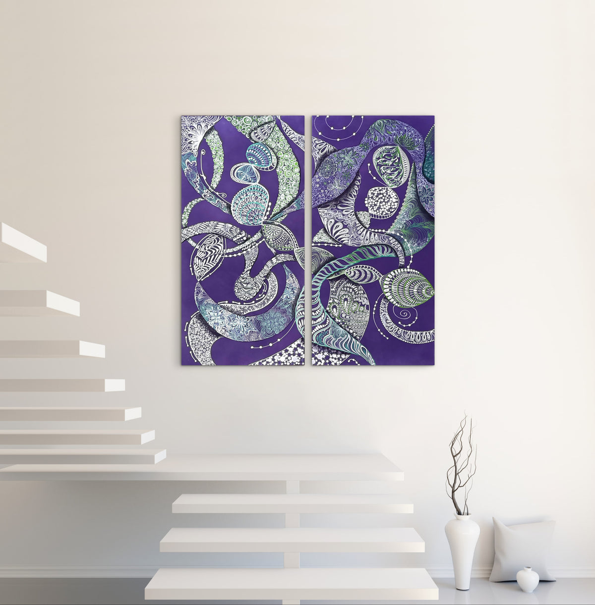 Original Acrylic Painting – A Dance with Time, Diptych 100x50 cm x2