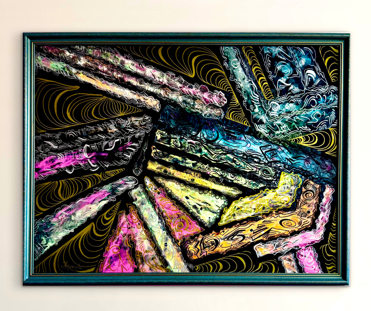 Original Acrylic Painting – Chaos and Harmony Neon Dreams, Canvas 80x60