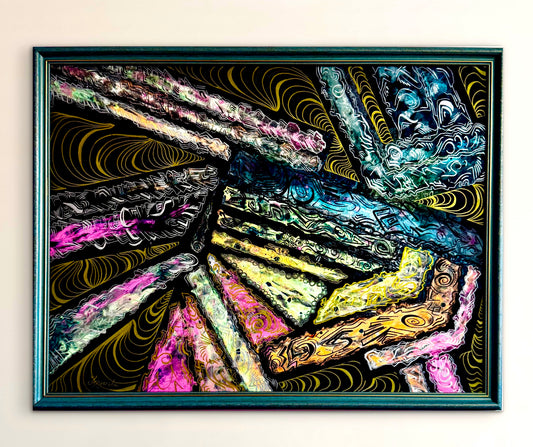 Original Acrylic Painting – Chaos and Harmony Neon Dreams, Canvas 80x60