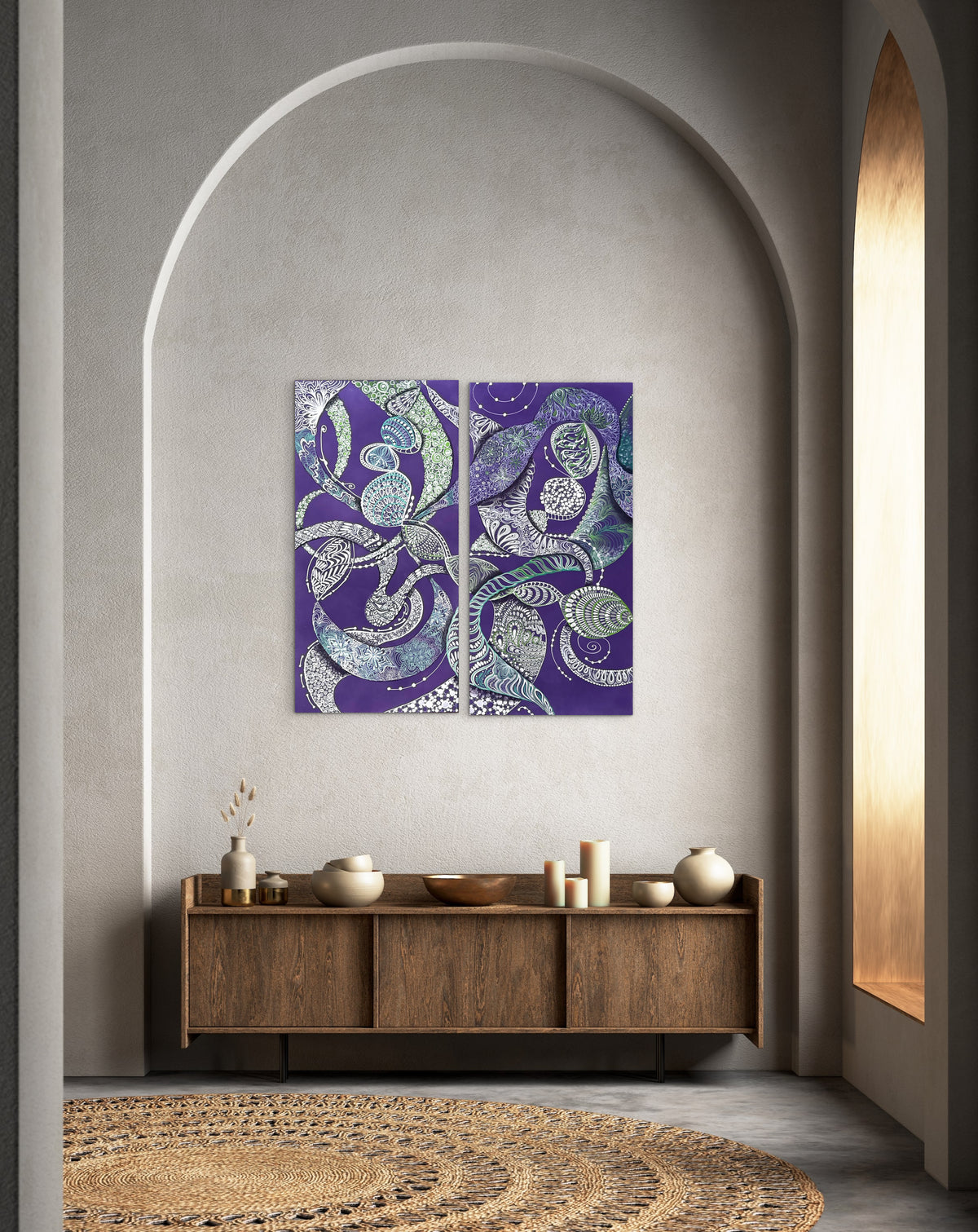 Original Acrylic Painting – A Dance with Time, Diptych 100x50 cm x2
