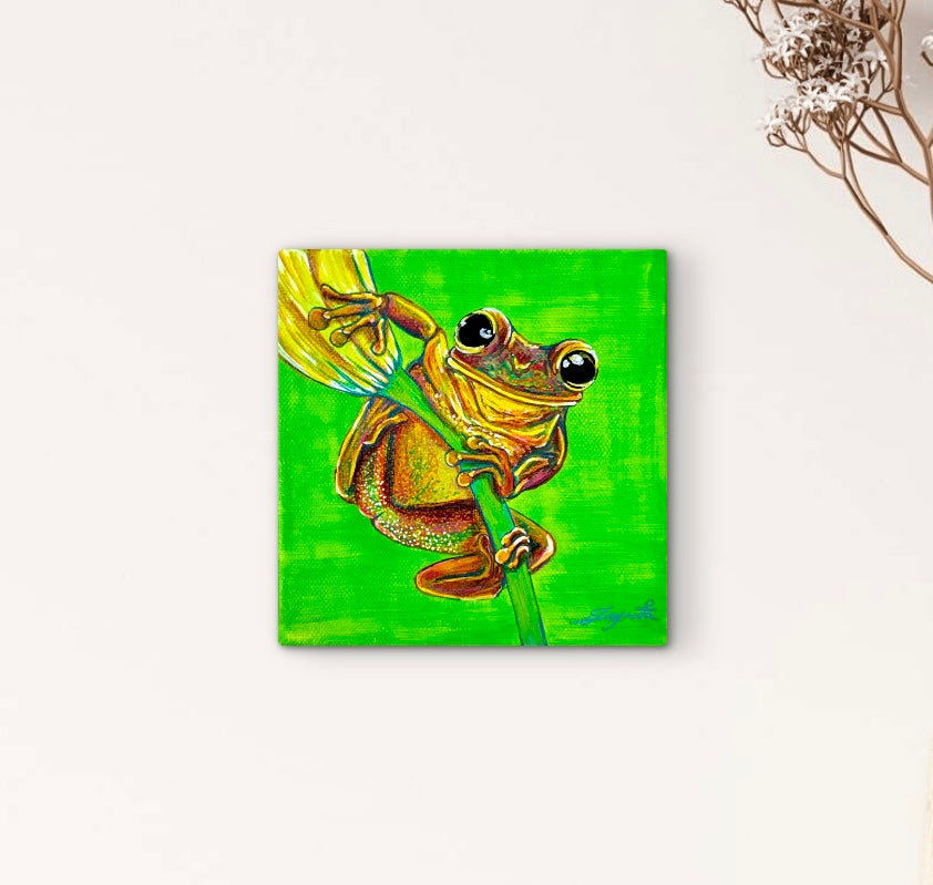 Leap-of-faith-frog-painting-by-ingrida-tautkute-ingridaart-original-painting-wall-art-psychedelic-colorful-contemporary-spiritual-artwork-interior-view-art