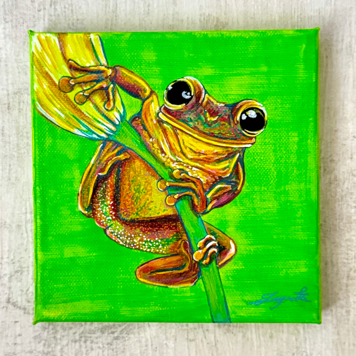Leap-of-faith-frog-painting-by-ingrida-tautkute-ingridaart-original-painting-wall-art-psychedelic-colorful-contemporary-spiritual-artwork