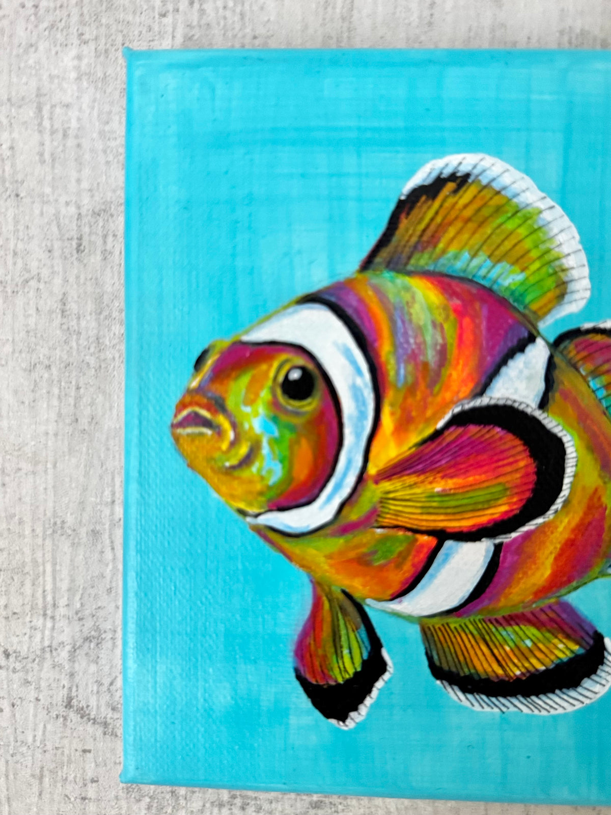 Original Acrylic Painting – Clownfish, Canvas, 15x15