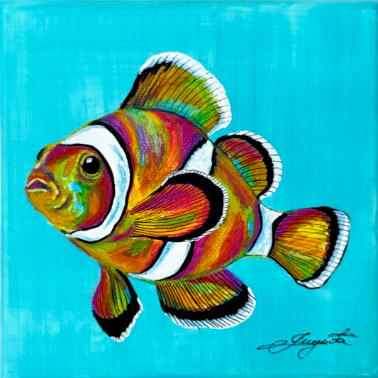 Original Acrylic Painting – Clownfish, Canvas, 15x15