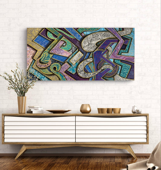 Original Acrylic Painting – Serpent's Maze, Canvas 100x50