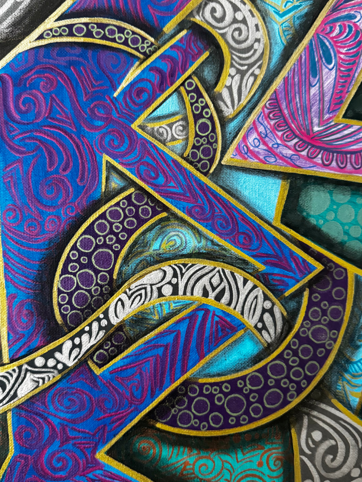 Original Acrylic Painting – Serpent's Maze, Canvas 100x50