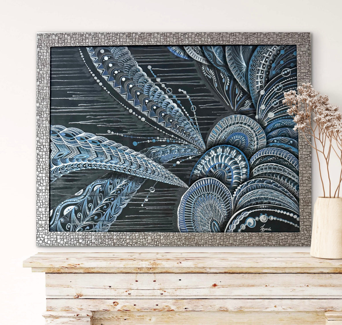 Original Acrylic Painting – Whispers of the Silver Sea, Canvas 80x60