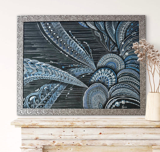 Original Acrylic Painting – Whispers of the Silver Sea, Canvas 80x60