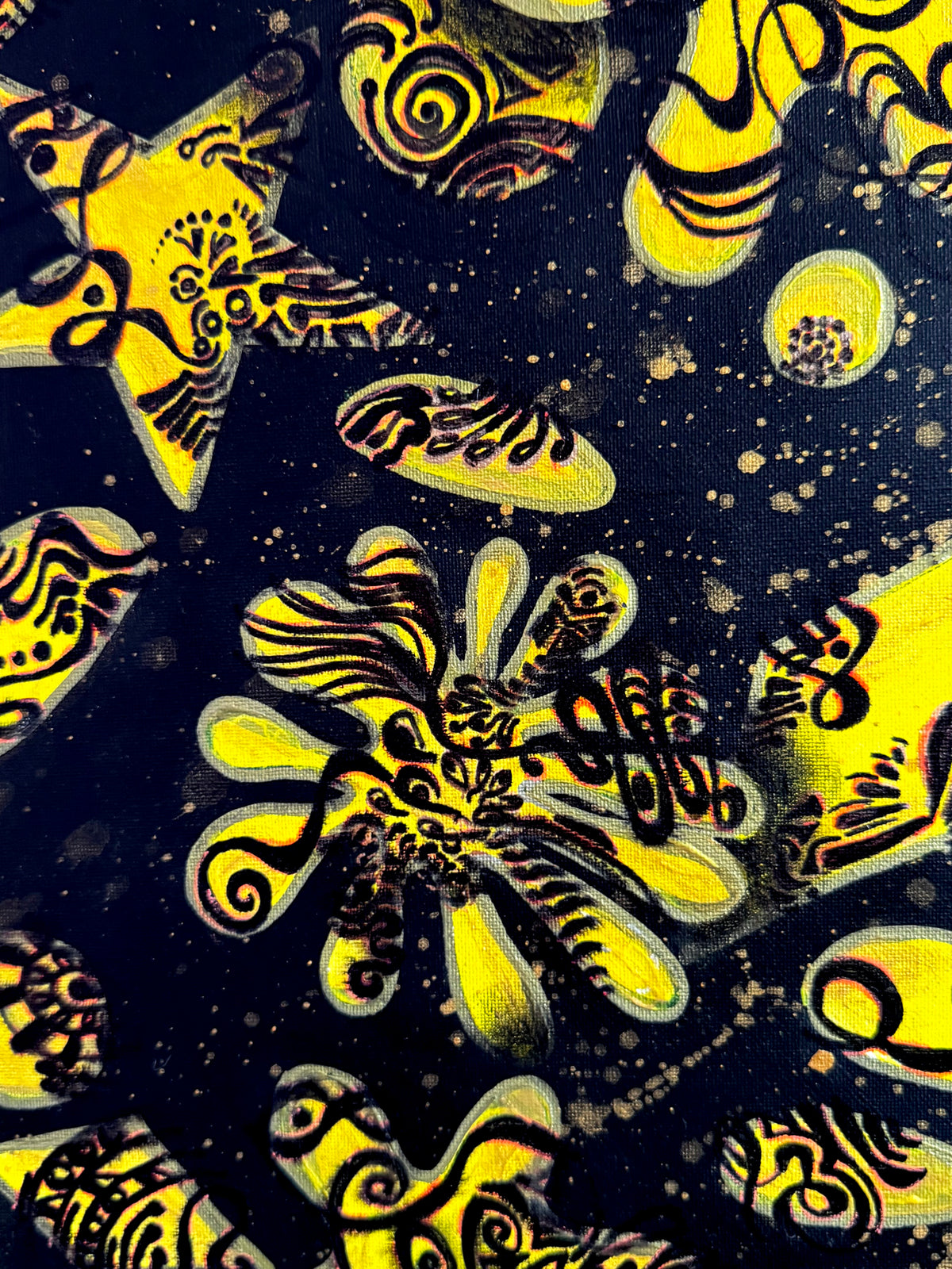 Original Acrylic Painting – Amoeba in Stars, Canvas 80x60