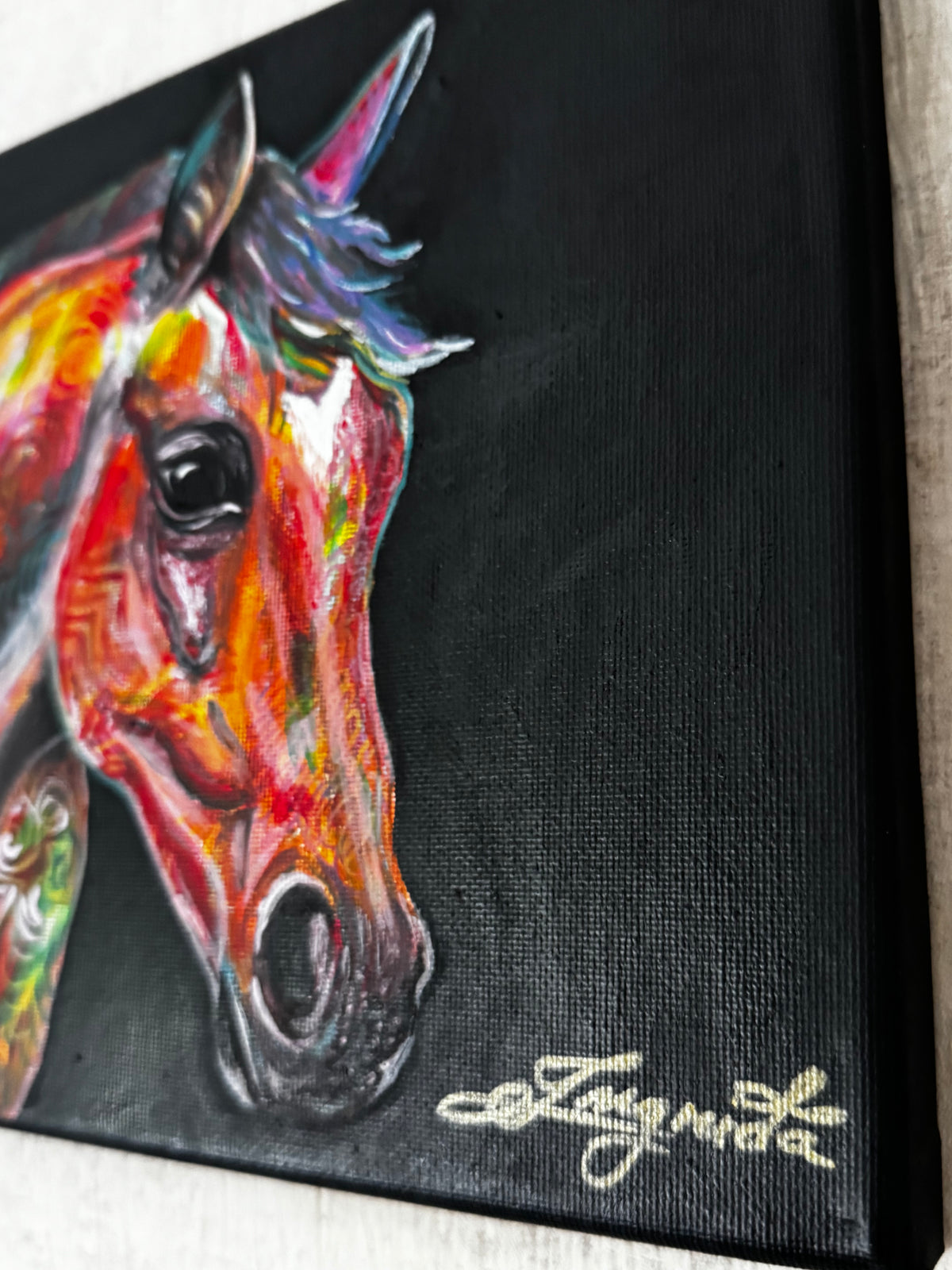 the-painted-horse-ainting-by-ingrida-tautkute-artwork-acrylic-on-canvas-side-view-artwork-handmade-artistic-red